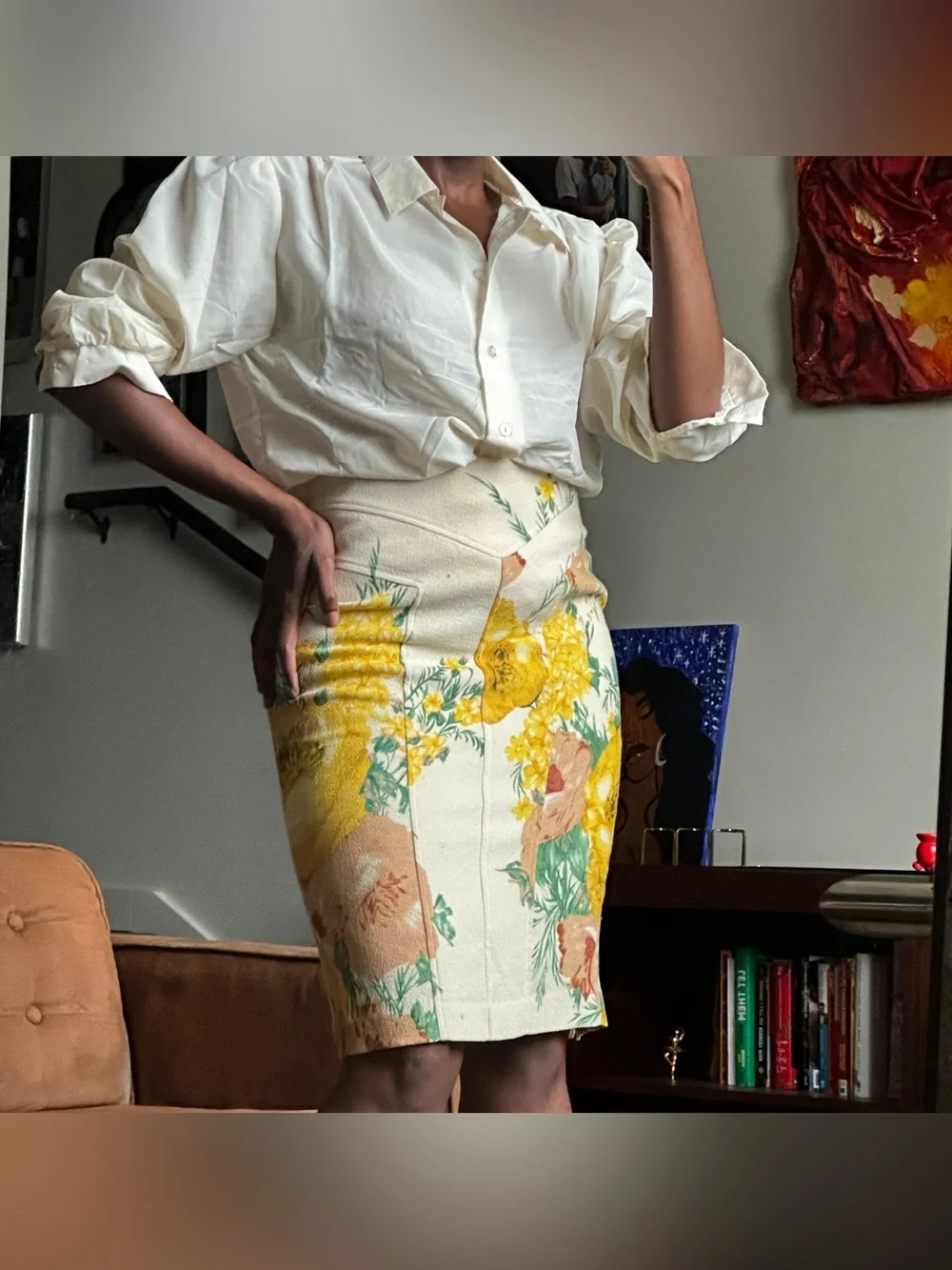 Vintage ACT III Ivory Cottagecore Button Front Blouse Collared Long Sleeve 90s - Picture 2 of 12